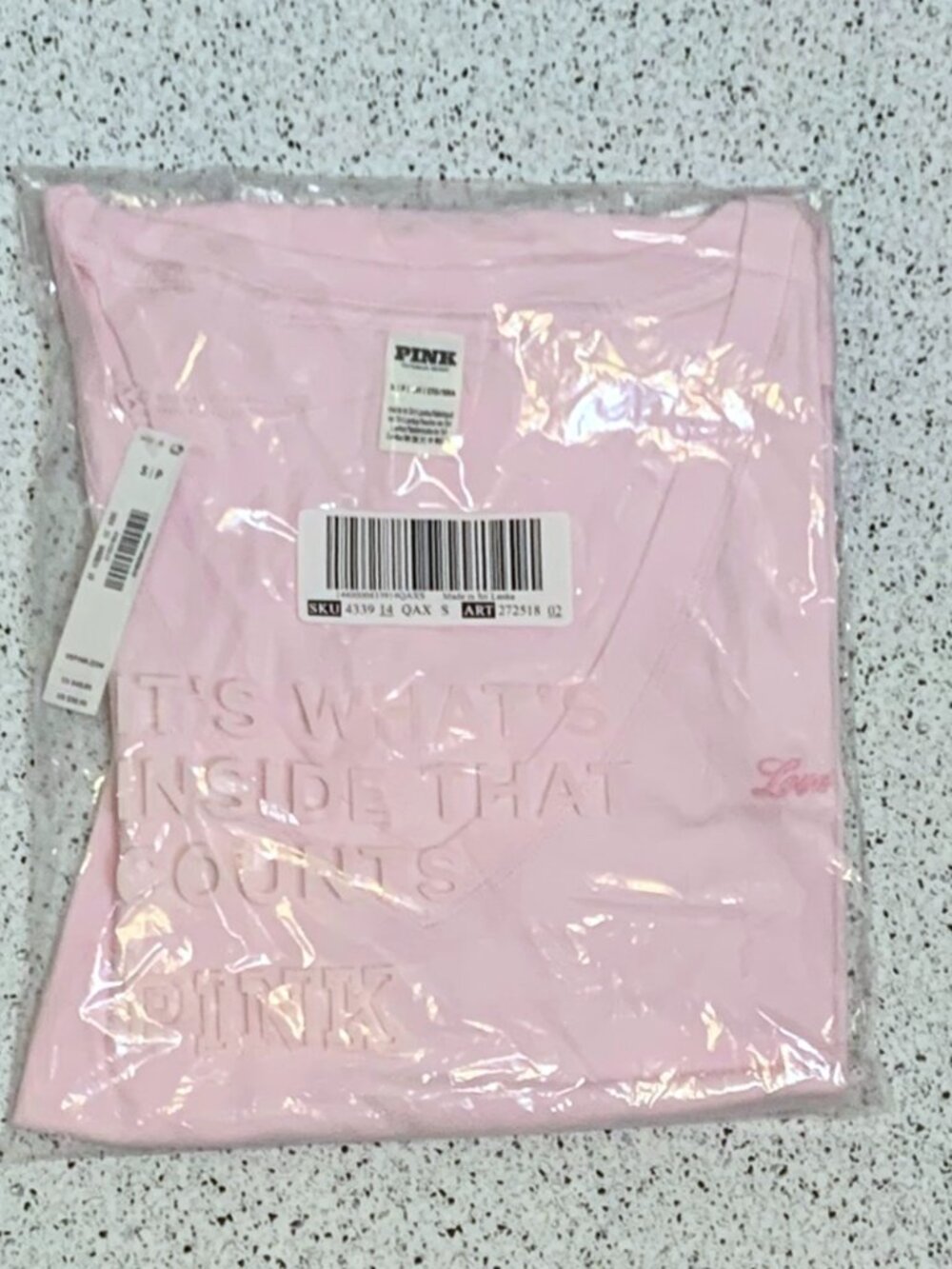 Victoria's Secret PINK Campus Cotton V-Neck Tee Pink Tulip Small